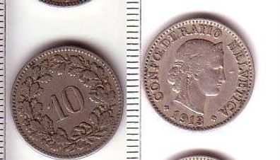 10 Rappen Nickel Münze Schweiz 1913