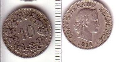 10 Rappen Nickel Münze Schweiz 1914