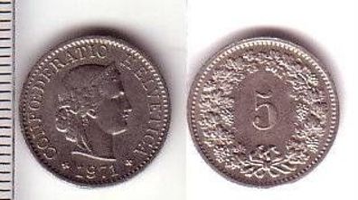5 Rappen Nickel Münze Schweiz 1971