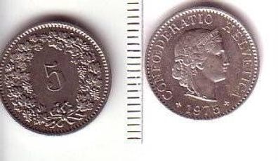 5 Rappen Nickel Münze Schweiz 1975