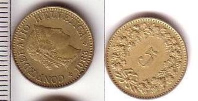 5 Rappen Messing Münze Schweiz 1983