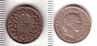 5 Rappen Nickel Münze Schweiz 1953
