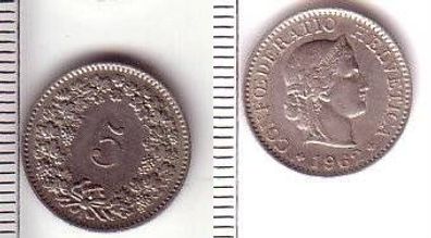 5 Rappen Nickel Münze Schweiz 1962