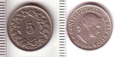 5 Rappen Nickel Münze Schweiz 1949
