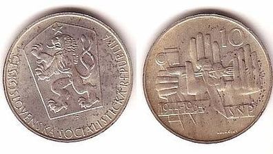 10 Kronen Silber Münze Tschechoslowakei 1964