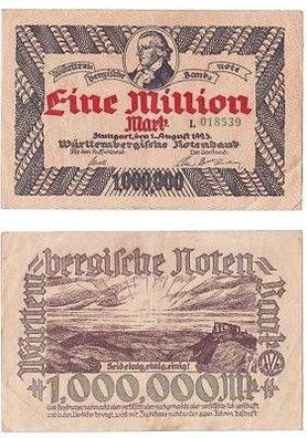 Banknote Inflation 1 Million Mark Stuttgart 1923