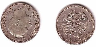 20 Dinar Silber Münze Jugoslawien 1931