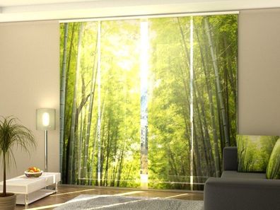 Fotogardinen Bambuswald, Schiebevorhang mit Motiv, Flächenvorhang Fotodruck, auf Maß