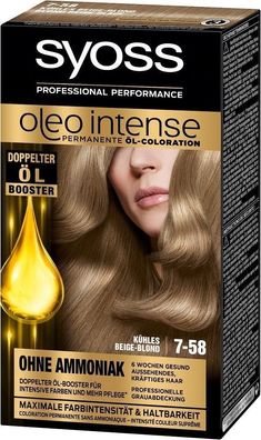 Syoss Oleo Intense Haarfarbe, 7-58 Kühles Beige-Blond, 1er Pack (1 x 115 ml)
