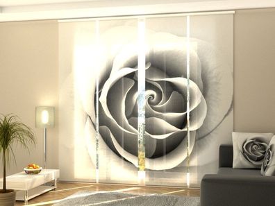 Fotogardinen graue Rose, Schiebevorhang mit Motiv, Flächenvorhang Fotodruck, auf Maß
