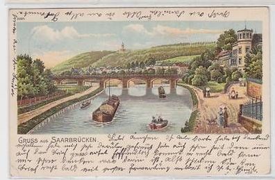 44262 Ak Lithographie Gruß aus Saarbrücken 1907