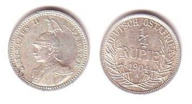 1/4 Rupie Silber Münze Deutsch Ostafrika DOA 1904 A