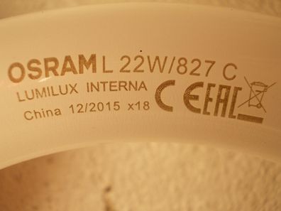 1x Osram L 22W/827 C LumiLux Interna CE L22W/827 extra warm-weiss RingLampe gelblich