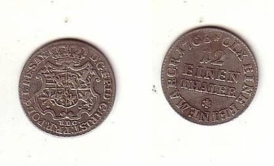 1/12 Taler Silber Münze Sachsen 1763 EDC
