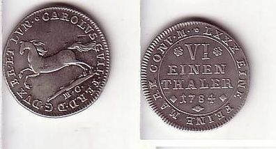 1/6 Taler Silber Münze Braunschweig Wolfenbüttel 1784