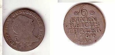 1/6 Taler Silber Münze Preussen 1764 A