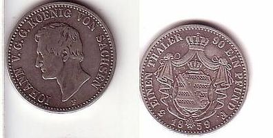 1/3 Taler Silber Münze Sachsen 1859 F