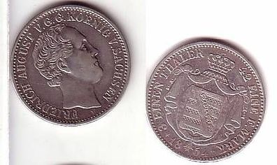1/3 Taler Silber Münze Sachsen 1854 F