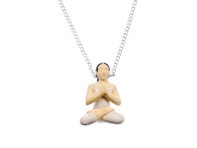 Yoga Lotussitz Frau Kette Halskette Miniblings Meditation 45cm Buddhismus Yoga