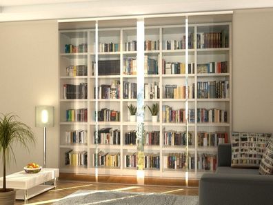 Fotogardinen Bücherregal, Schiebevorhang mit Motiv, Flächenvorhang Fotodruck, auf Maß