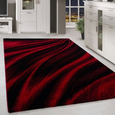 Kurzflor Teppich modern abstrakt Schatten Muster Wohnzimmer Red Schwarz Meliert