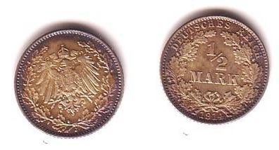 1/2 Mark Silber Münze Kaiserreich 1914 J, Jäger 16