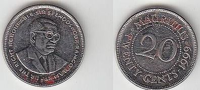 20 Cents Stahl Münze Mauritius 1999