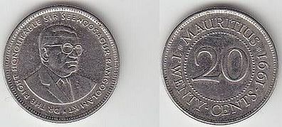 20 Cents Stahl Münze Mauritius 1991