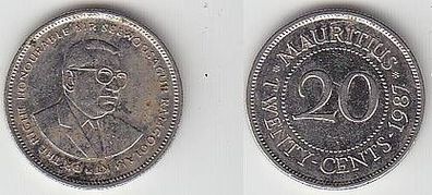 20 Cents Stahl Münze Mauritius 1987