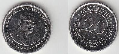 20 Cents Stahl Münze Mauritius 1996