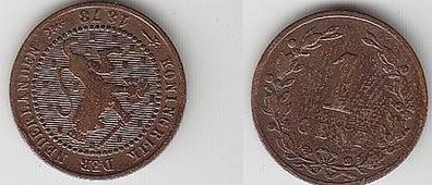 1 Cent Kupfer Münze Niederlande 1878