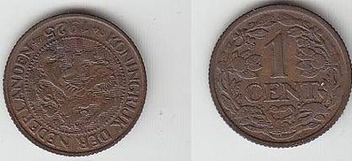 1 Cent Kupfer Münze Niederlande 1925