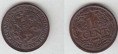 1 Cent Kupfer Münze Niederlande 1929