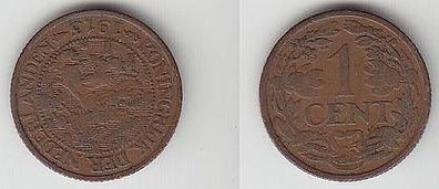 1 Cent Kupfer Münze Niederlande 1913