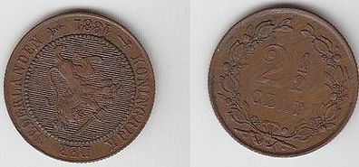 2 1/2 Cent Kupfer Münze Niederlande 1881