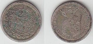 25 Cent´s Silber Münze Niederlande 1918
