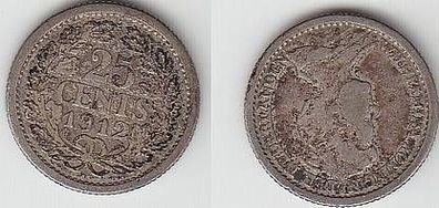 25 Cent´s Silber Münze Niederlande 1912