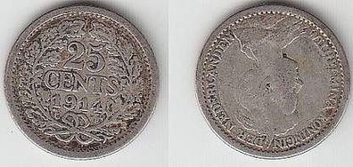 25 Cent´s Silber Münze Niederlande 1914