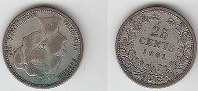 25 Cent´s Silber Münze Niederlande 1901