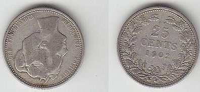 25 Cent´s Silber Münze Niederlande 1902