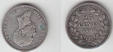 25 Cent´s Silber Münze Niederlande 1849