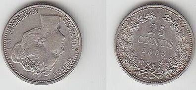 25 Cent´s Silber Münze Niederlande 1905
