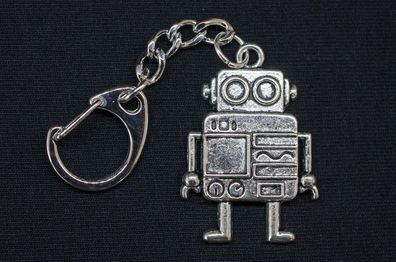 Roboter Schlüsselanhänger Miniblings Anhänger Schlüsselring Steampunk XL silber