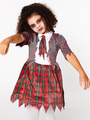 Halloween Zombie Schulmädchen Kinder Kostüm ,110-152