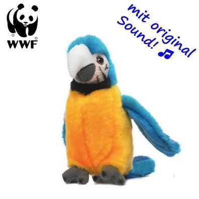WWF Plüschtier Gelbbrust Ara Papagei (mit Sound, 14cm) Kuscheltier Stofftier