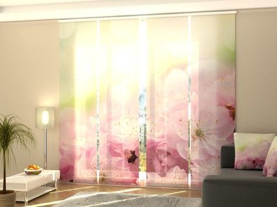 Fotogardine Kirschblüte, Schiebevorhang mit Motiv, Flächenvorhang Fotodruck, auf Maß