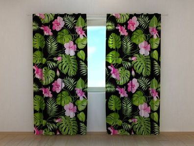Fotogardine Palmenblätter Vorhang bedruckt, Fotodruck, Fotovorhang mit Motiv nach Maß