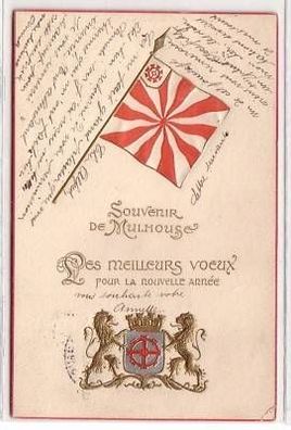 44539 Präge Ak Souvenir de Mulhouse Elsass 1905