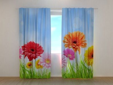 Fotogardine Gerbera Vorhang bedruckt, Fotodruck, Fotovorhang mit Motiv, nach Maß