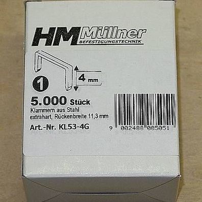 5000 Tacker - Klammern 4 mm KL 53 extrahart
